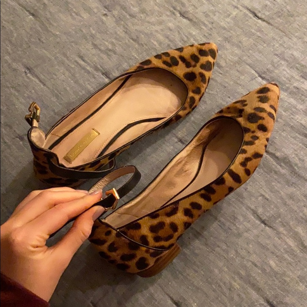 Cheetah print flats with ankle strap